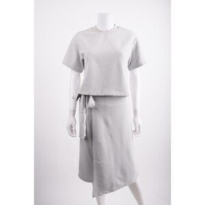 Hemsmith Womens Shirt Top & Skort Set S Small Gray Tie Waist Wrap NWT